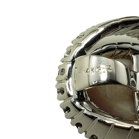 14K White Gold Mother of Pearl & Diamond Pendant JAGi Certified #15766 - Picture 6 of 9